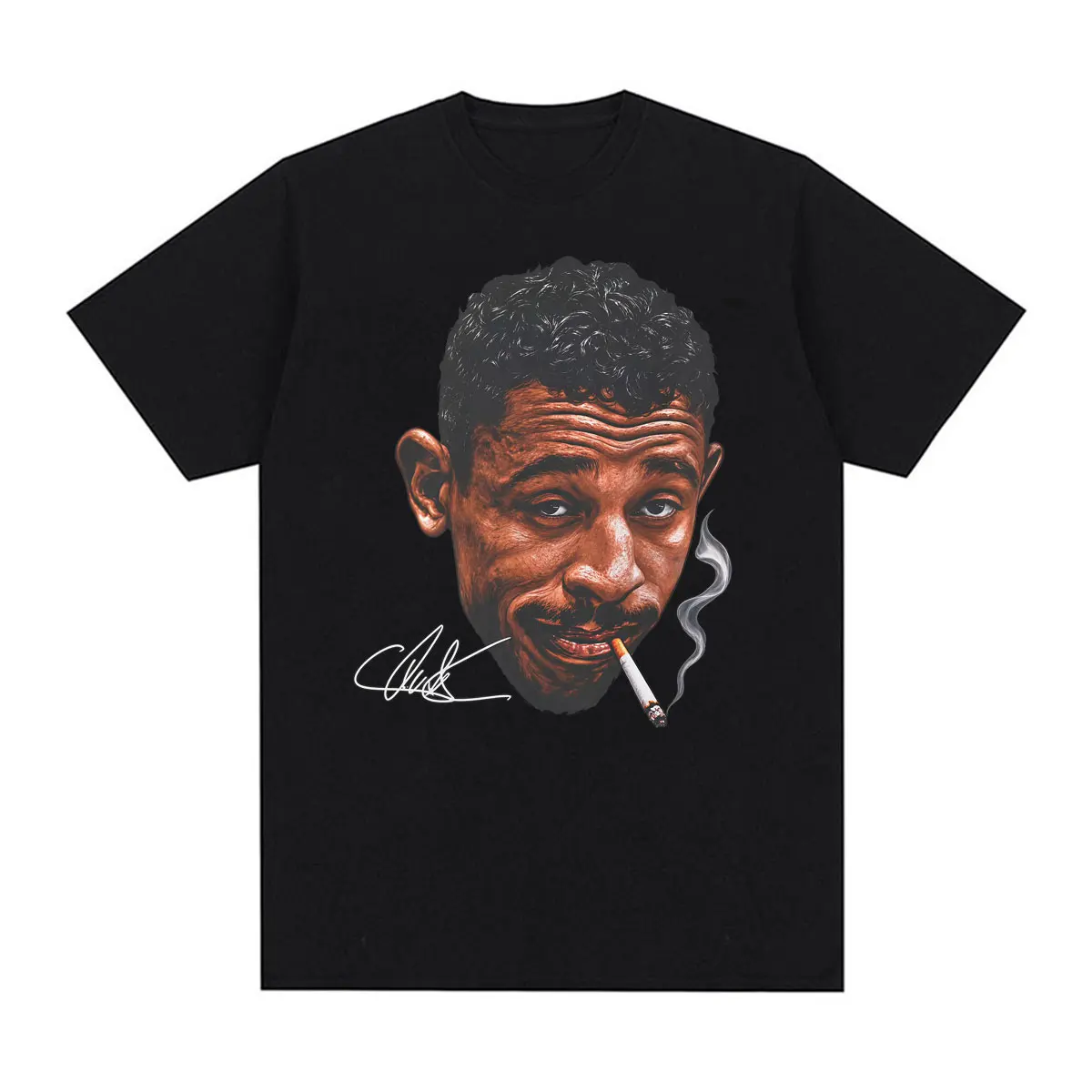 Lustiges Carlos Prates „The Smoker“ Signature T-Shirt, Herrenbekleidung, modisches, klassisches Gothic-T-Shirt, Baumwolle, lässiges Oversize-T-Shirt. – Detail 2