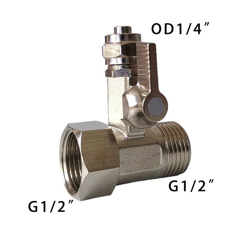 النحاس زاوية وقف تغذية المياه محول صمام ، الكرة صمام ، صمام تحويل لفلاتر المياه رو G1/2 إلى G1/2 و 1/4 "أو 3/8" الأنابيب #4