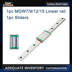1pc MGW7 MGW9 MGW12 MGW15 Miniature Linear Rail Guide L100 200mm 250 300 400 500mm+1pc MGW7H MGW9C MGW15C MGW12C For 3D Printer