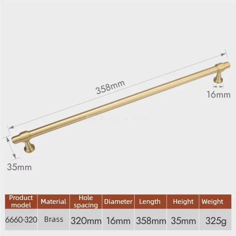 Kitchen Cabinet Drawer Gold Long Pulls Modern Simple Solid Brass European Light Luxury Handles Wardrobe Knobs Hardware Furniture