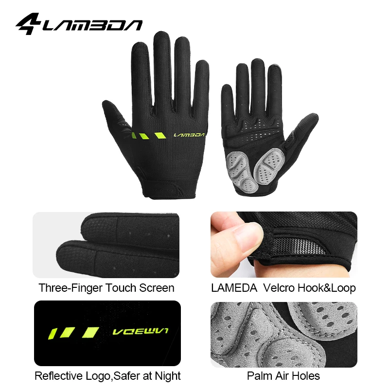 LAMEDA Cycling Gloves Shock-absorbing Full-finger Spring and Summer Long-finger touch Screen Road Bike MTB Riding equipment