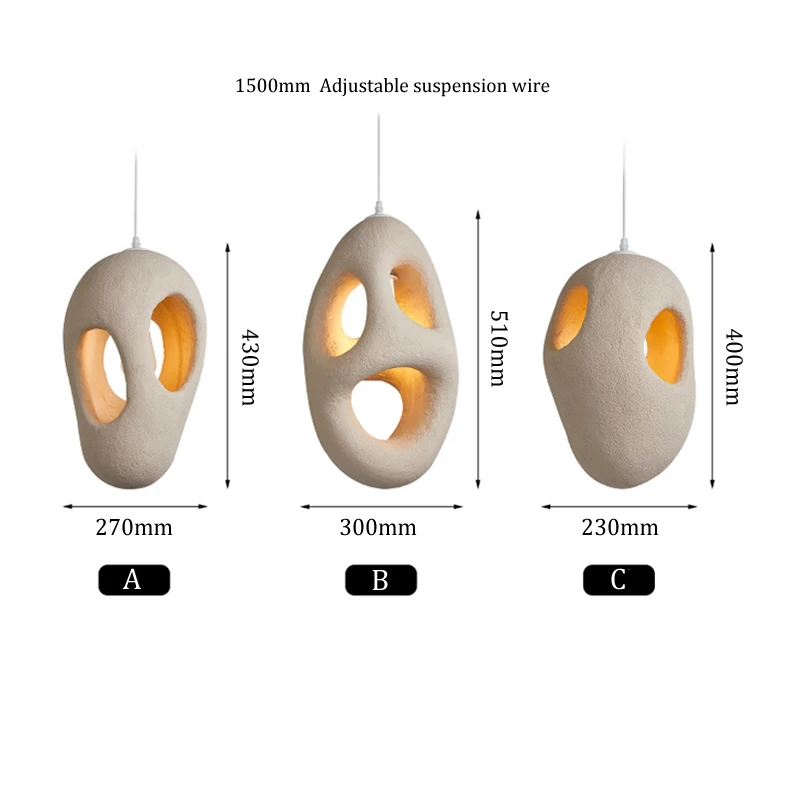 Japanese Wabi Sabi Beige Porous Shape Pendant Light Home Stay Bedroom Bedside Chandelier Nordic Simple Style Creative Lamps