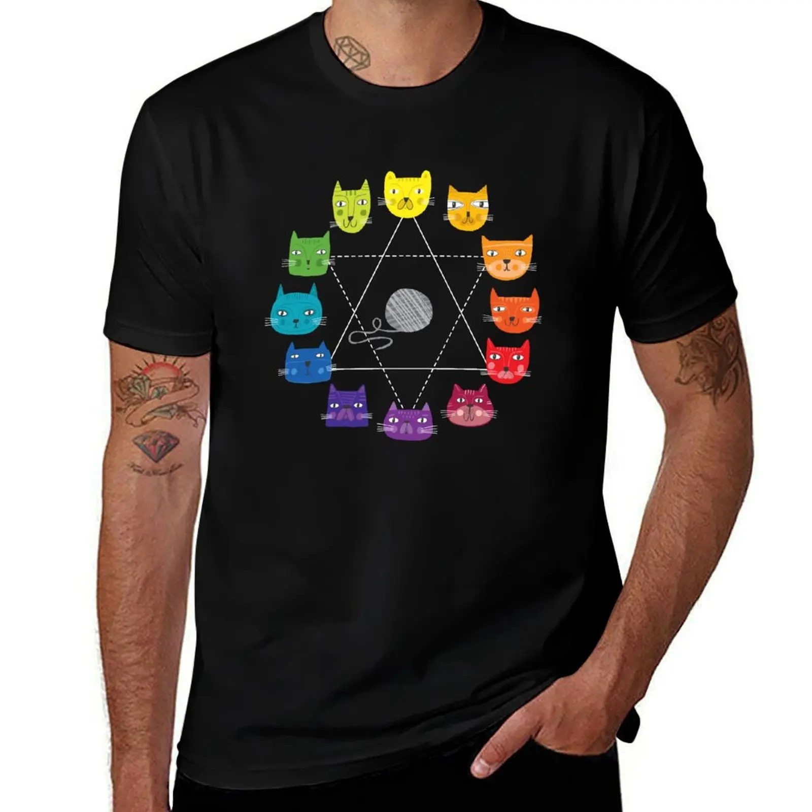 

Cat Themed Paint Color Wheel Artist Palette Art Lover T-Shirt customs design your own blue archive new edition men t shirts