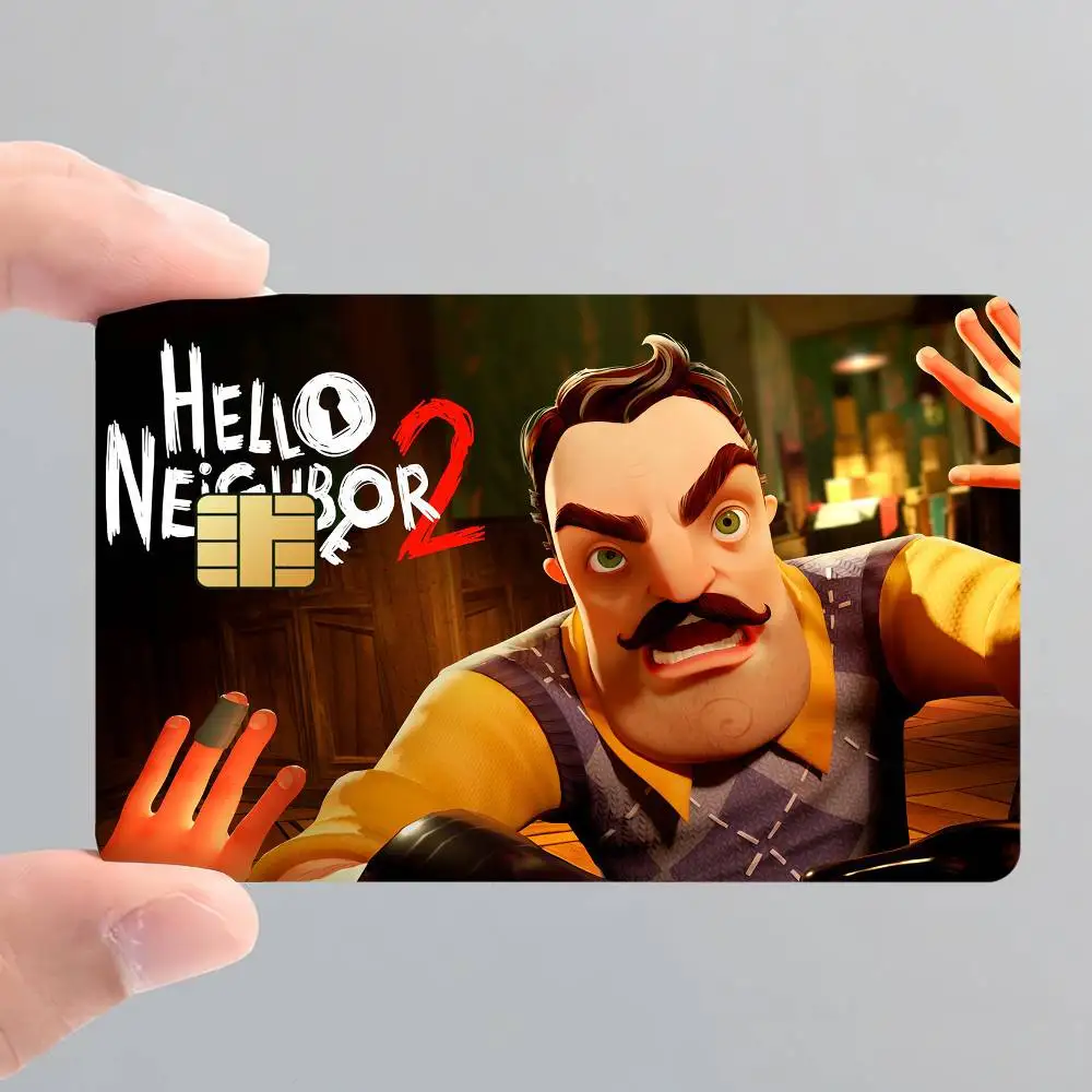 لعبة Hello N-Neighbor 2 ملصقات بطاقات جلدية مقاومة للماء غطاء ائتماني 4 قطع ديكور أمامي للخصم حافلة بنكية #4