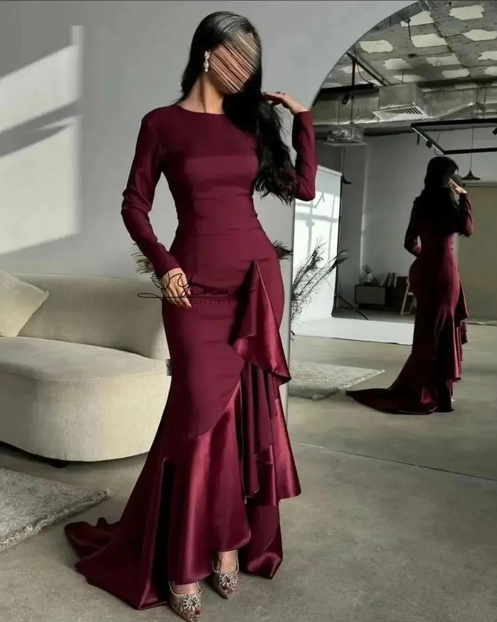 customized Elegant Mermaid Evening Dresses Ruffles Saudi Arabic O-Neck 2024 Modest Formal Occasion Prom Gowns for Women Party