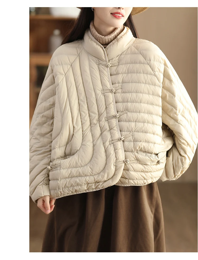 Schinteon Women Ultralight White Duck Down Jacket Over Size Loose Casual Autumn Winter Outwear Vintage Coat 2026 New