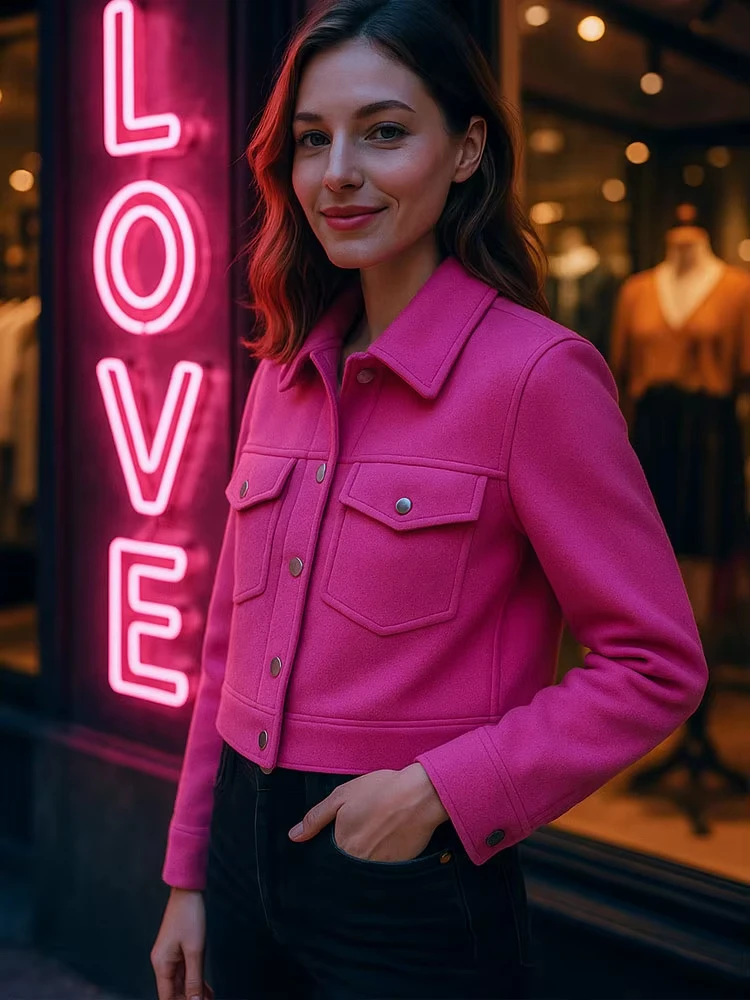 HH المرأة معطف الصلبة واحدة الصدر سترة طويلة الأكمام مع جيوب أمامية الخريف امرأة عادية الأمومة الزي ملابس خارجية