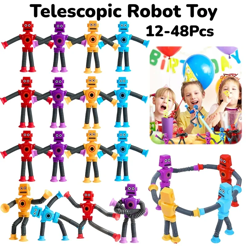 

12-48 шт., телескопическая игрушка-робот, игрушки на присоске, поп-трубки, игрушки-непоседы, сенсорные товары для аутизма, сувениры для вечеринок, чулок