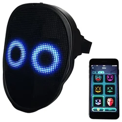 LED Lighted Face Transforming Mask, Shining Mask for Fun Parties Birthday Festival Cosplay Halloween Costume, APP or Gesture Con