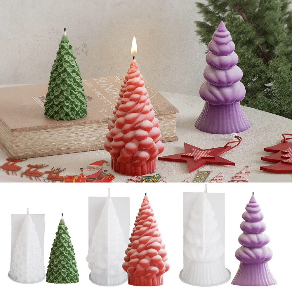 3d Kerstboom Kaars Siliconen Mal Diy Kerst Kaars Maken Kit Handgemaakte Zeep Gips Hars Bakgereedschap Vakantie Geschenken