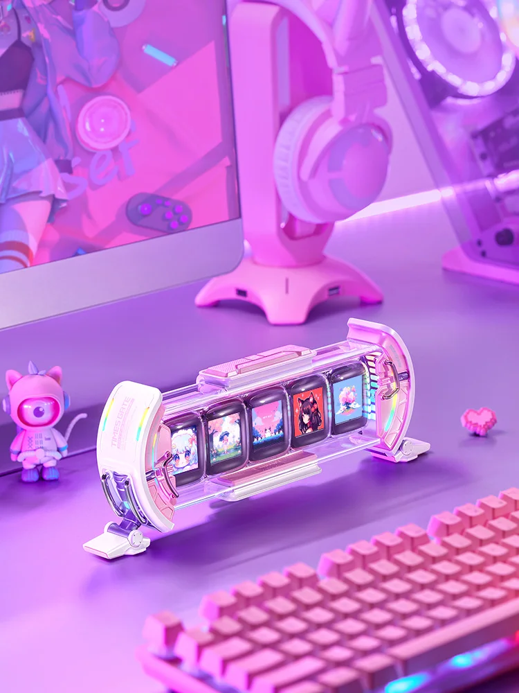 Divoom Times Gate Śliczny cyfrowy zegar do gier Informatyczny wyświetlacz Media społeczny, wyświetlacz Pixel Art dla graczy Decor (różowy) — zdjęcie 2