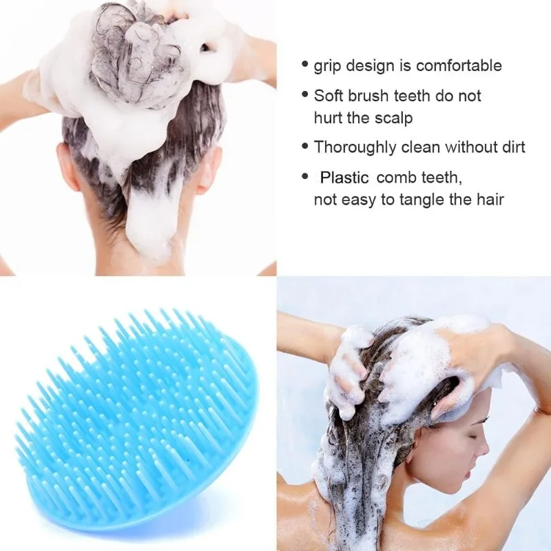 2pcs Soft Silicone Shampoo Brush Head Massage Brush Personal Care Bathroom Products Hair Washing Hair Scalp Massage Comb