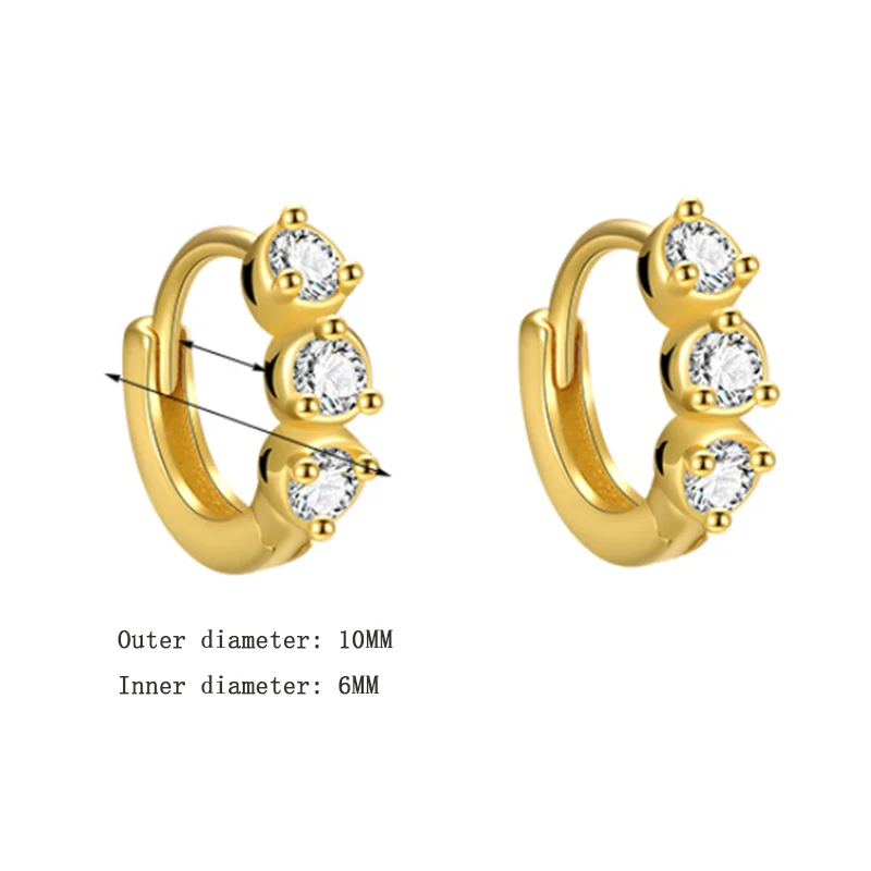 KAMIRA 925 Sterling Silver Simple Gentle Round Zircon Hug Hoop Earrings for Women Elegant Fashion Party Jewelry Accessories Gift