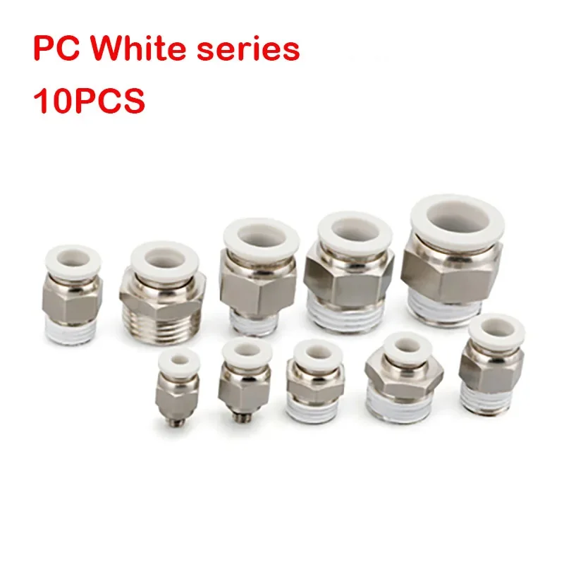 10PCS PC4-01/PC4-02/PC6-02/PC8-01_White High Quality Pipe Connector Quick Male Straight One-Touch Fittings Pneumatic Fitting