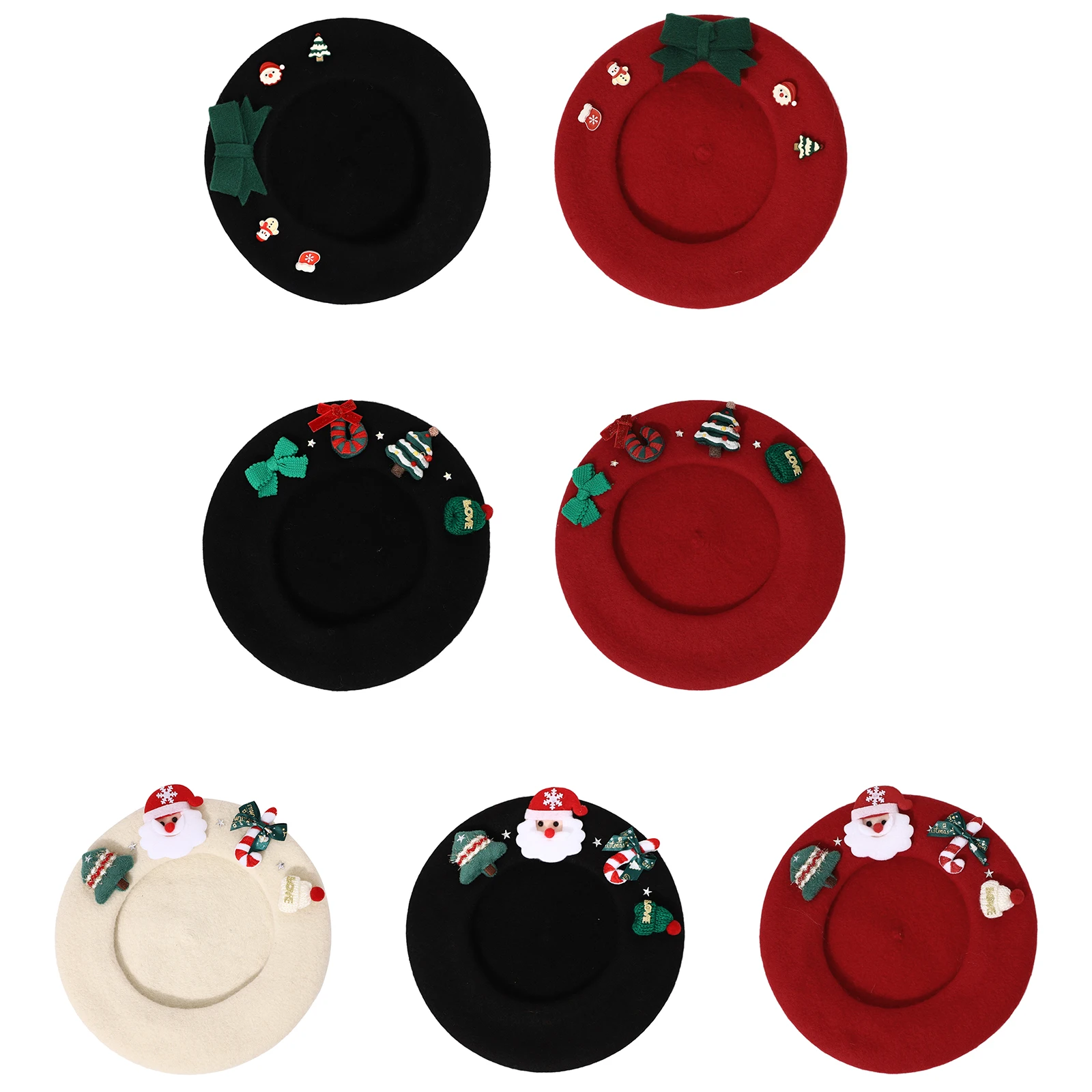 Christmas Element Headwear Christmas Wool Beret Hat French Beret Cap for Women And Girls for Cosplay Costume Christmas 2