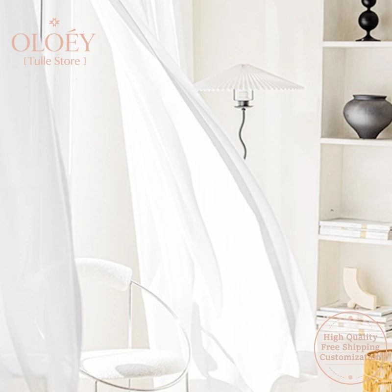 Modern Crown Gauze Sheer Curtains for Bedroom Living Room Privacy Protection Scratch Resistant Wear Resistant Instagram Style