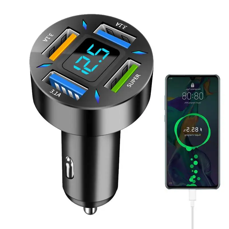 

12V USB Car Charger Fast Charging 66W Car Charger Fast Charge For Tablet Computers 4-port Portable Car Phone Charger Adapter 12V