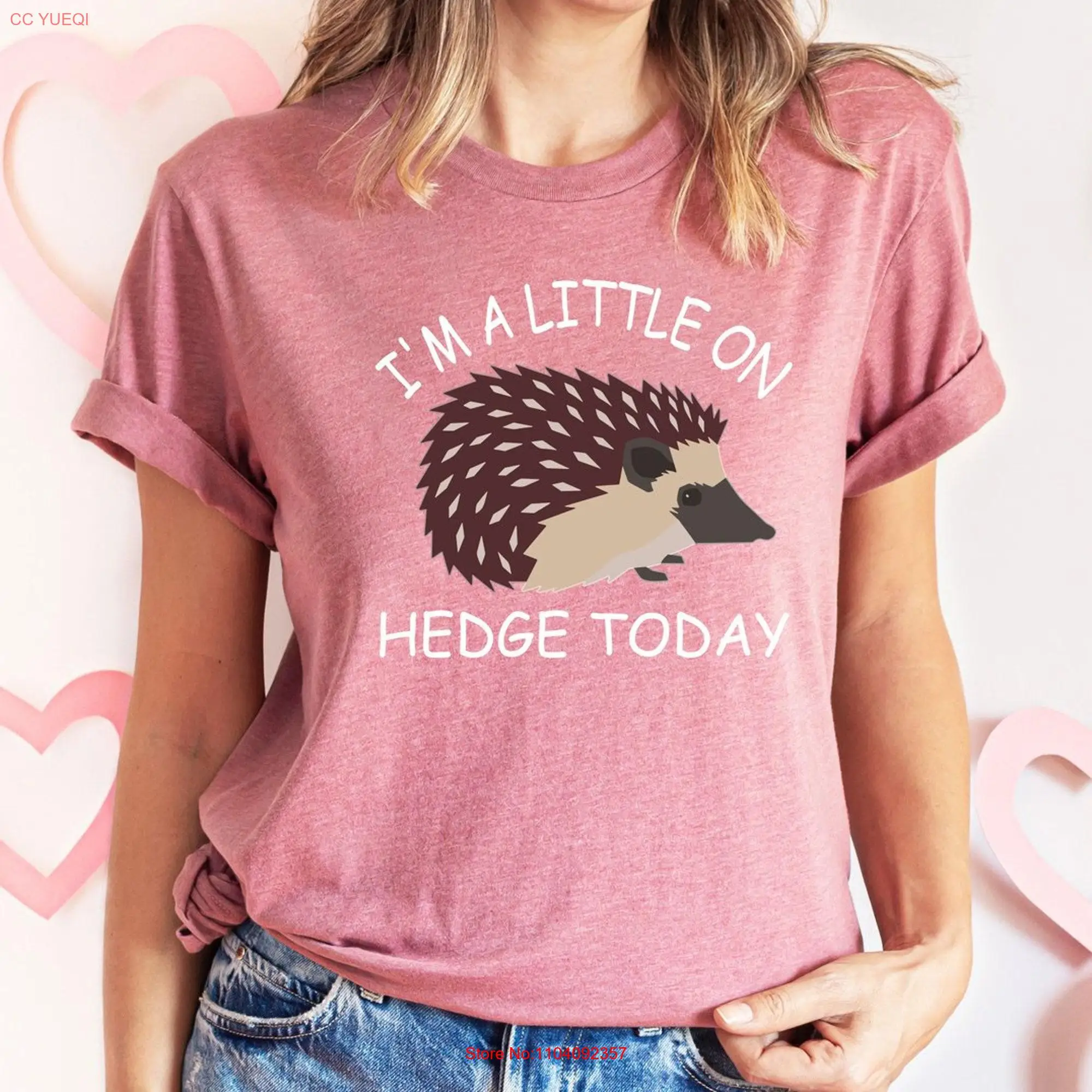 Hedgehog T Shirt Animal Lover Minimalist Little on Hedge Today Pet Owner long or short sleeves