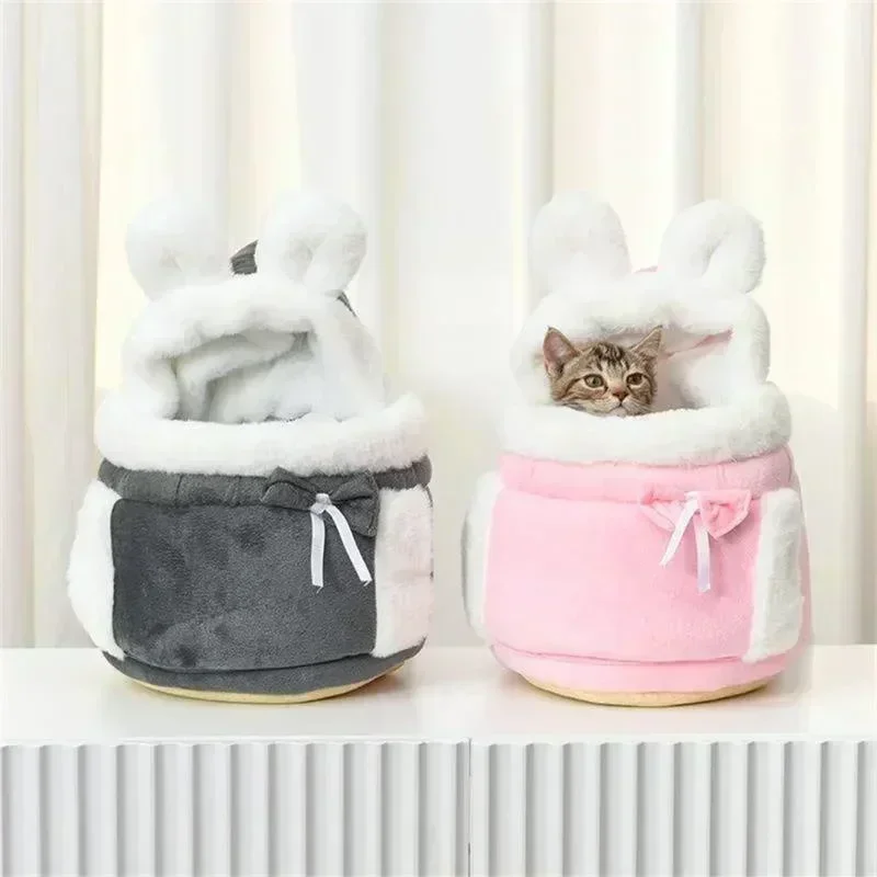 Pet Carrier Bag Cat Dogs Plush Backpack Outdoor Travel Walking Winter Warm Nest Kitten Puppy Hanging Chest Portable Carriers