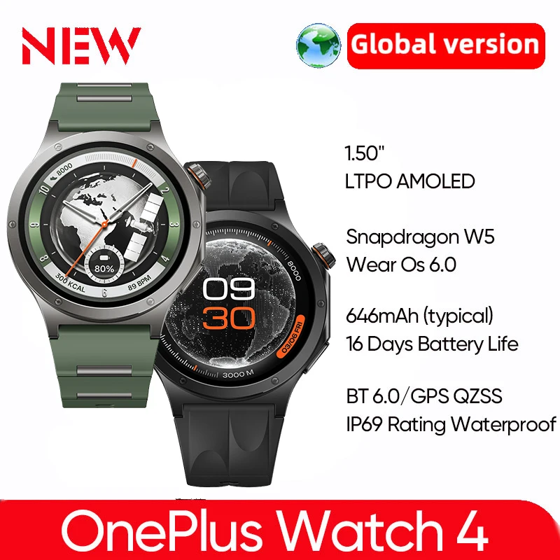 2026 New OnePlus Watch 4 Global Version Smart Watch 1.50'' AMOLED Display Snapdragon W5 Processor Up to 16 Days of Battery Life