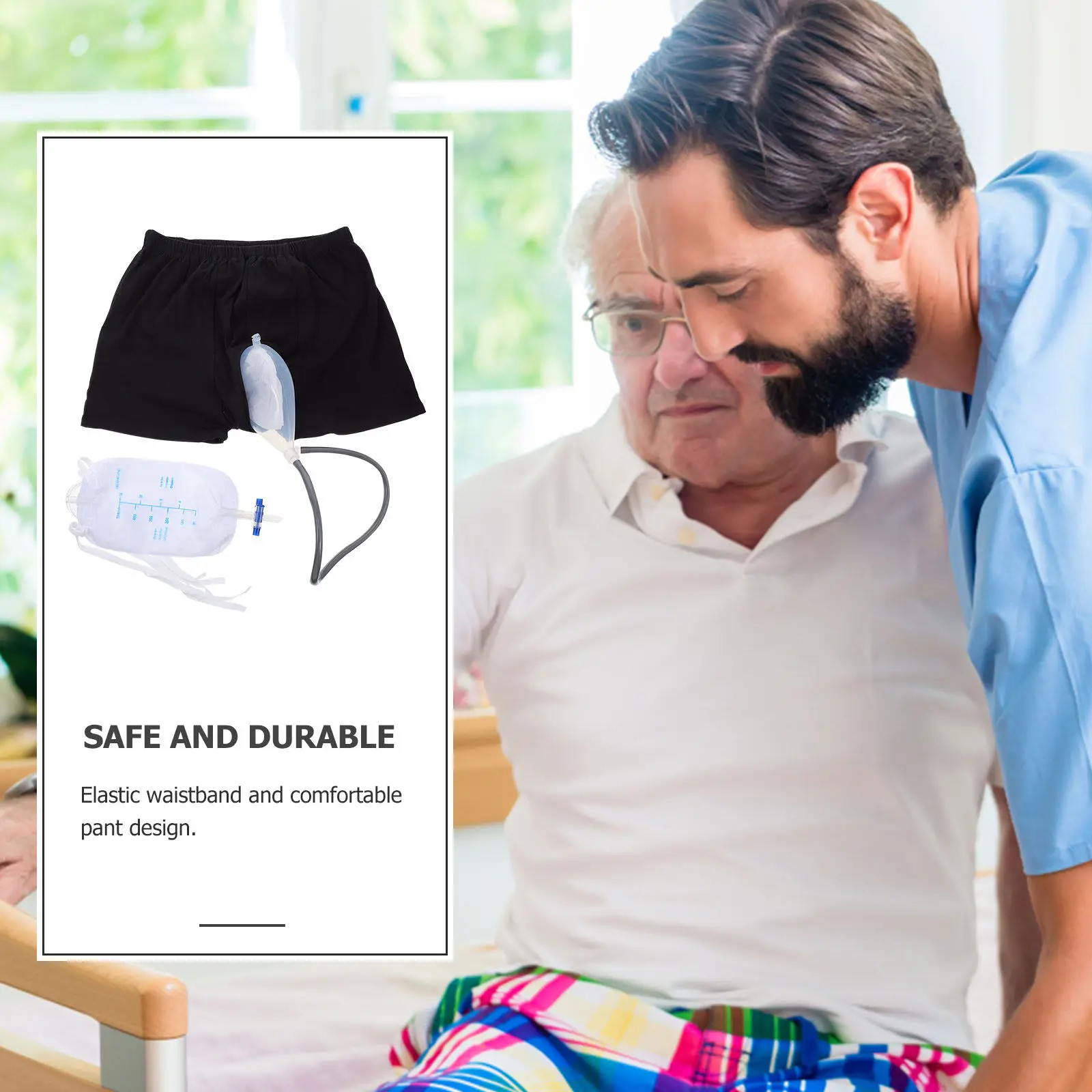 1Set Adult Incontinence Underwear Urine Collector Bags Breathable Cotton Leakproof Men Underpants Elderly Diabetes Prostate Care view 2