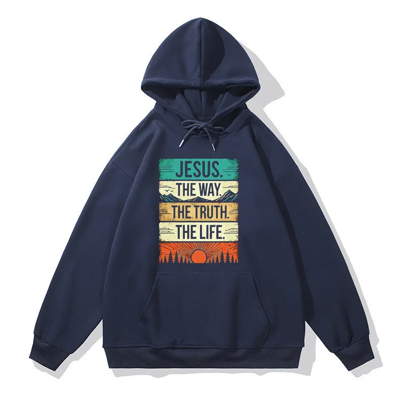 Male Streetwear Hoodies Jesus the Way Truth Life Chr Printed Sweatshirts Women Cool Casual Harajuku Hooded Pullover