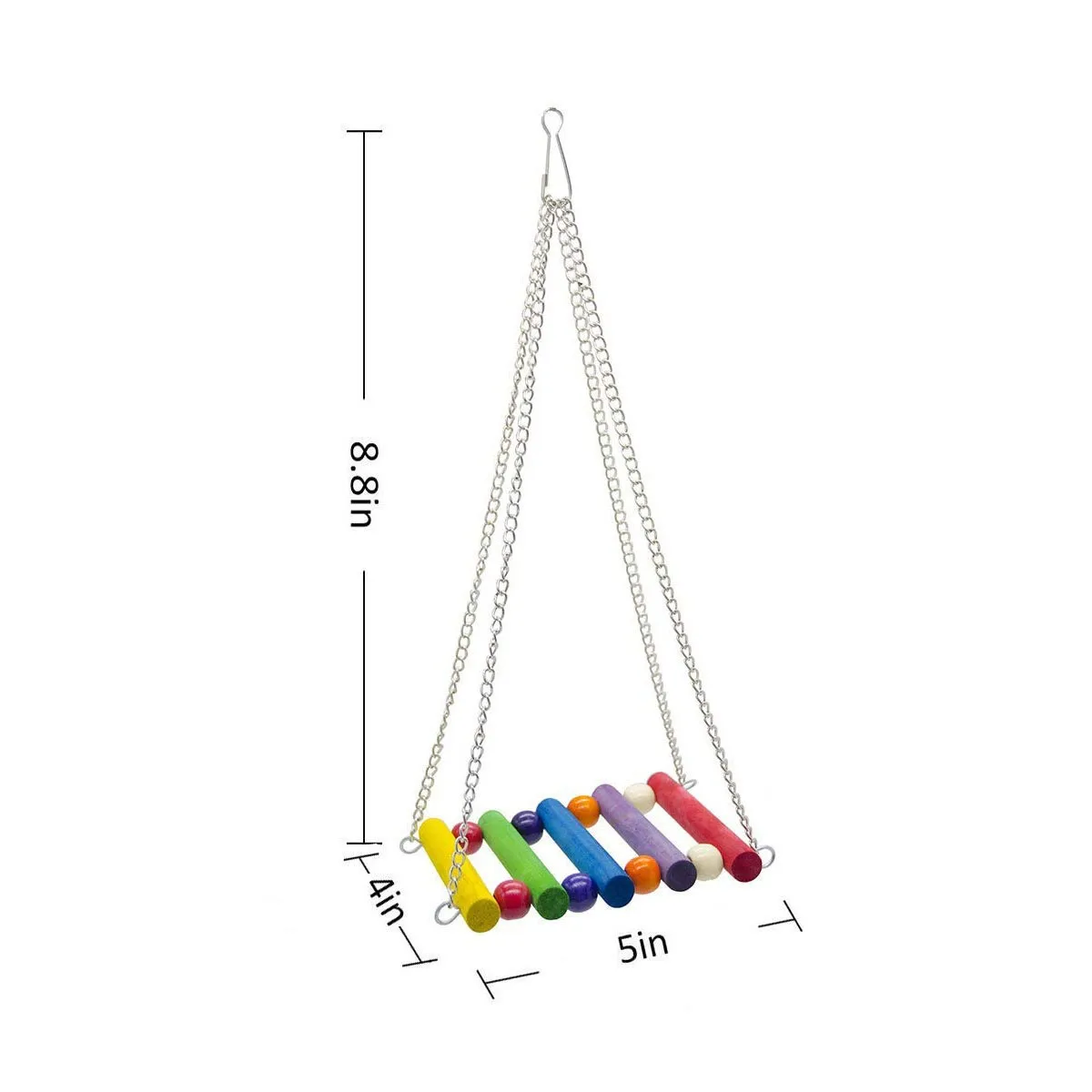 5Pcs Pet Bird Climbing Swing Toys with Colorful Pendant Bells and Parrot Wooden Hammock Hanging Perch Decorative Accessories