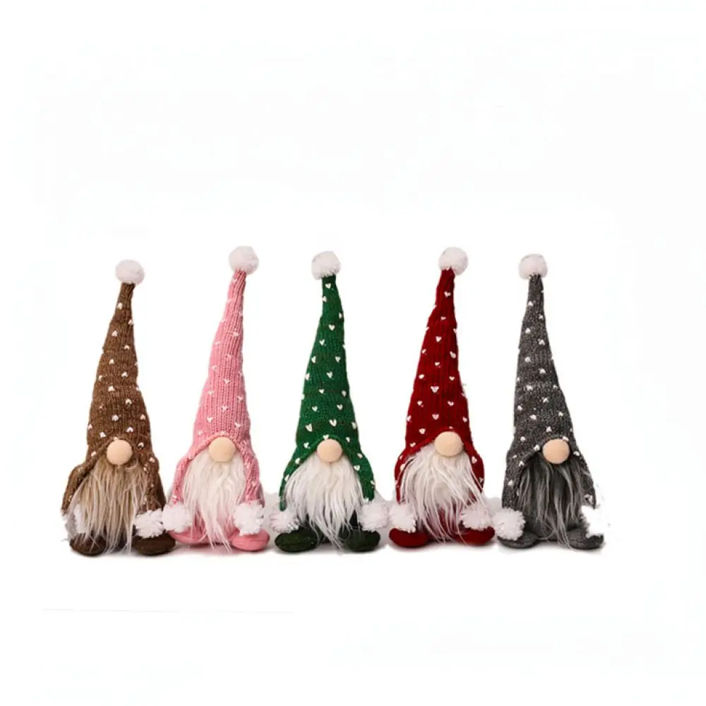 Christmas Gnome Ornament Sitting Faceless Doll Knitted Cap Holiday Festive Home Tabletop Decor New Year Party Gift