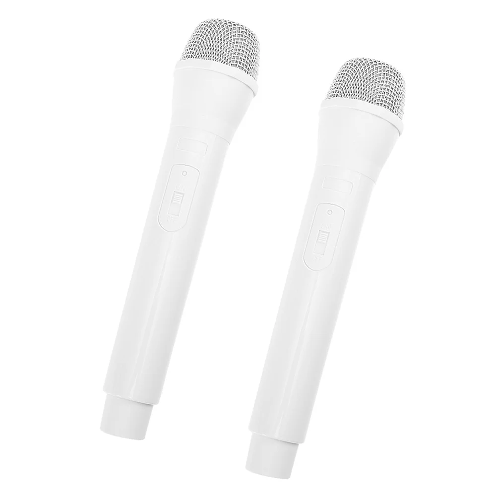 2 Pcs Microphones Toy Realistic Prop Fake Barley Pretend White False Handheld Child