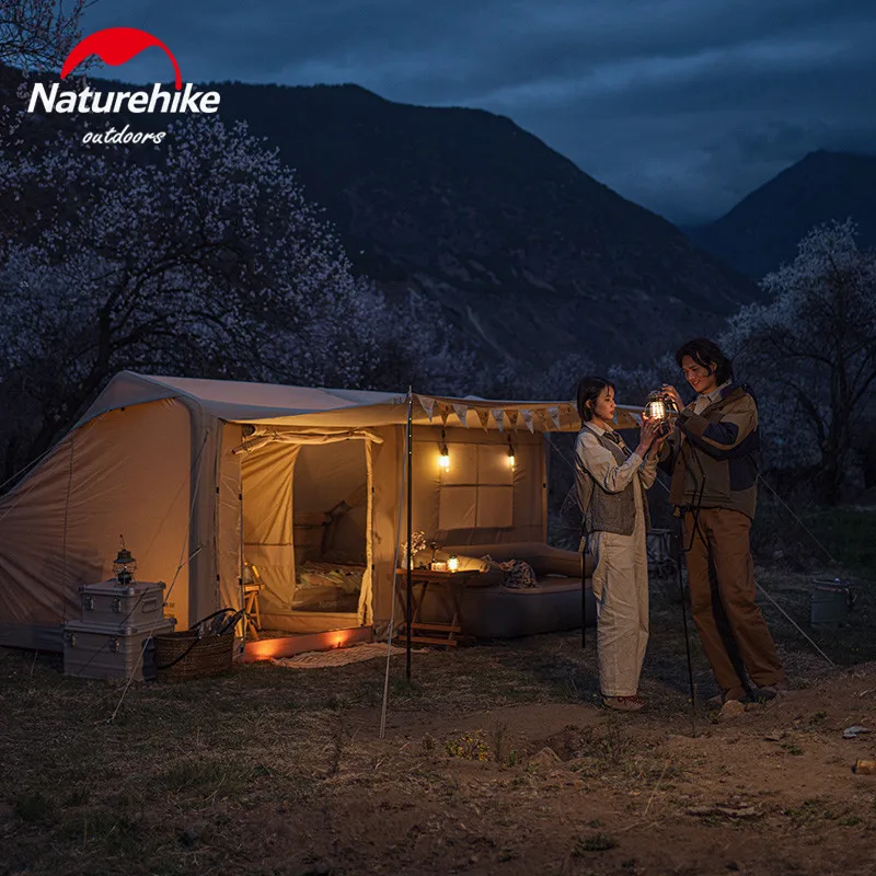 

Naturehike Air12Y Inflatable Tent 2-4 Persons Cotton Cloth Tent Outdoor Camping Luxury Air Tent Mesh Window With Chimney Design