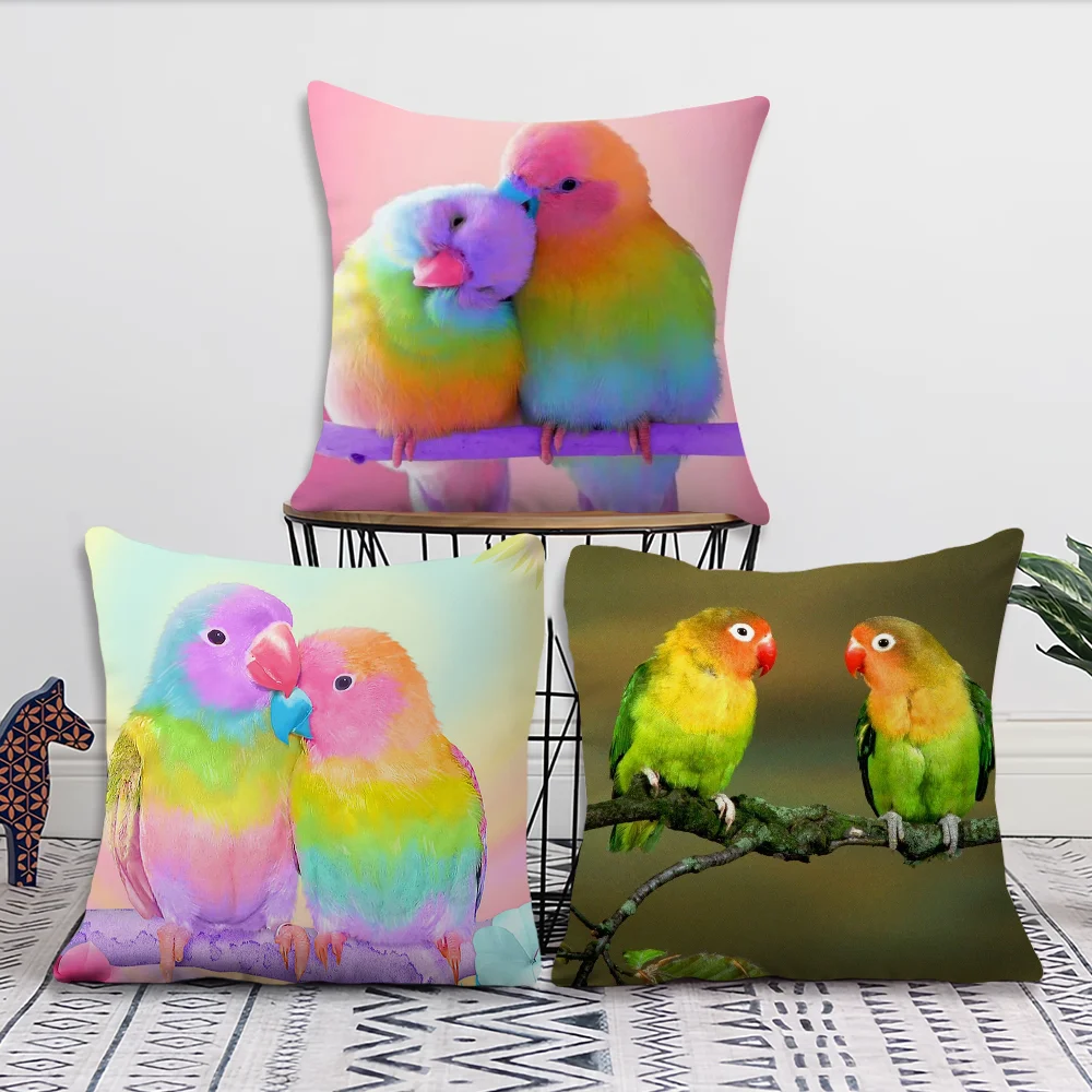 Lovebirds Pillow Case Square Cushion Room Bedroom Headboard Sofa Living Backrest Car Accessories Nap Time