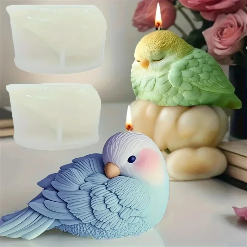 

3D Bird Shaped Silicone Mold Top Quality Cute Parrot Resin Plaster Scented Candle DIY Sleeping Bird Handmade Crafting