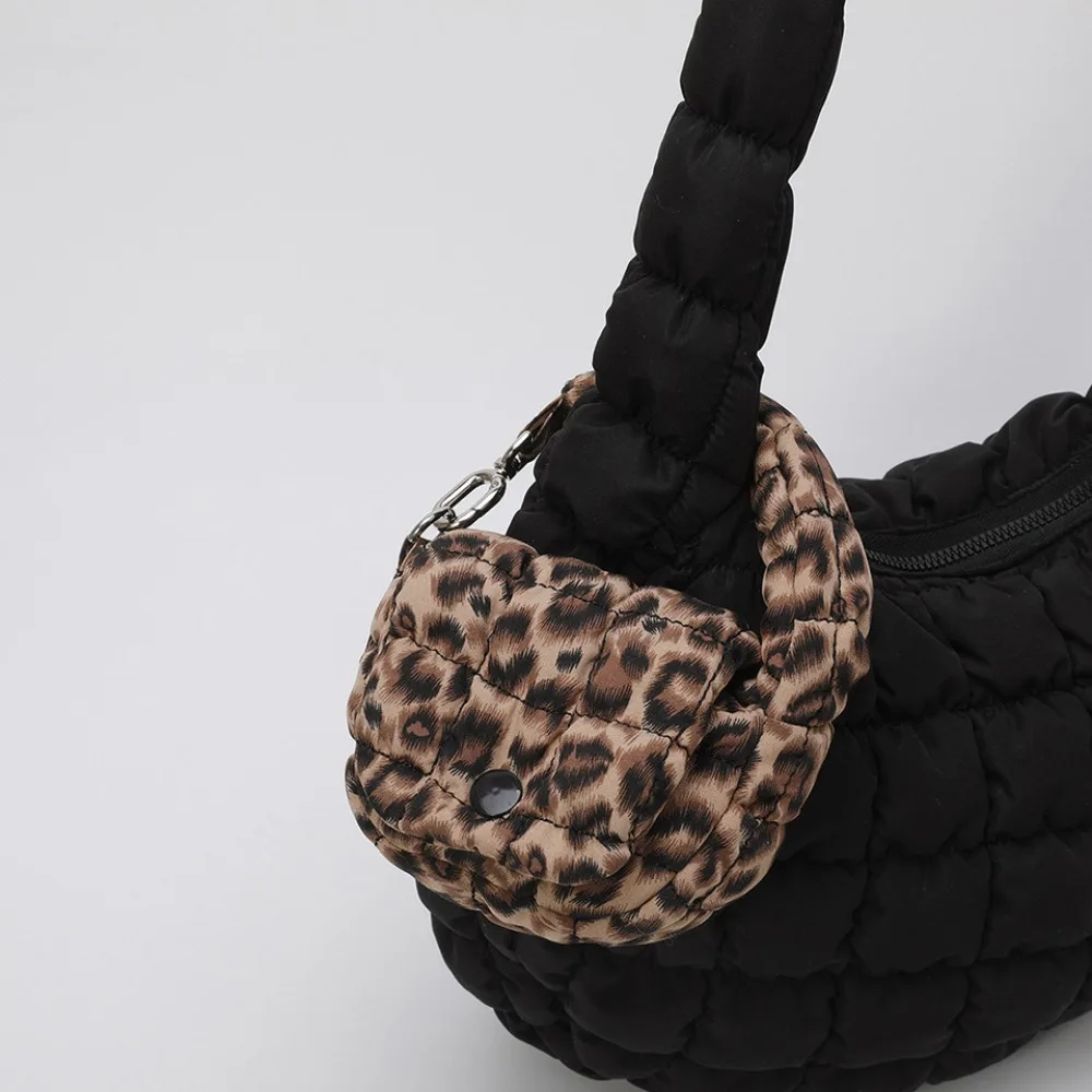 Elegant Solid Color Cloud Pleated Coin Purse Quilted Sling Bag Pendant Hanging Mini Handbag Card Bag Key Bag