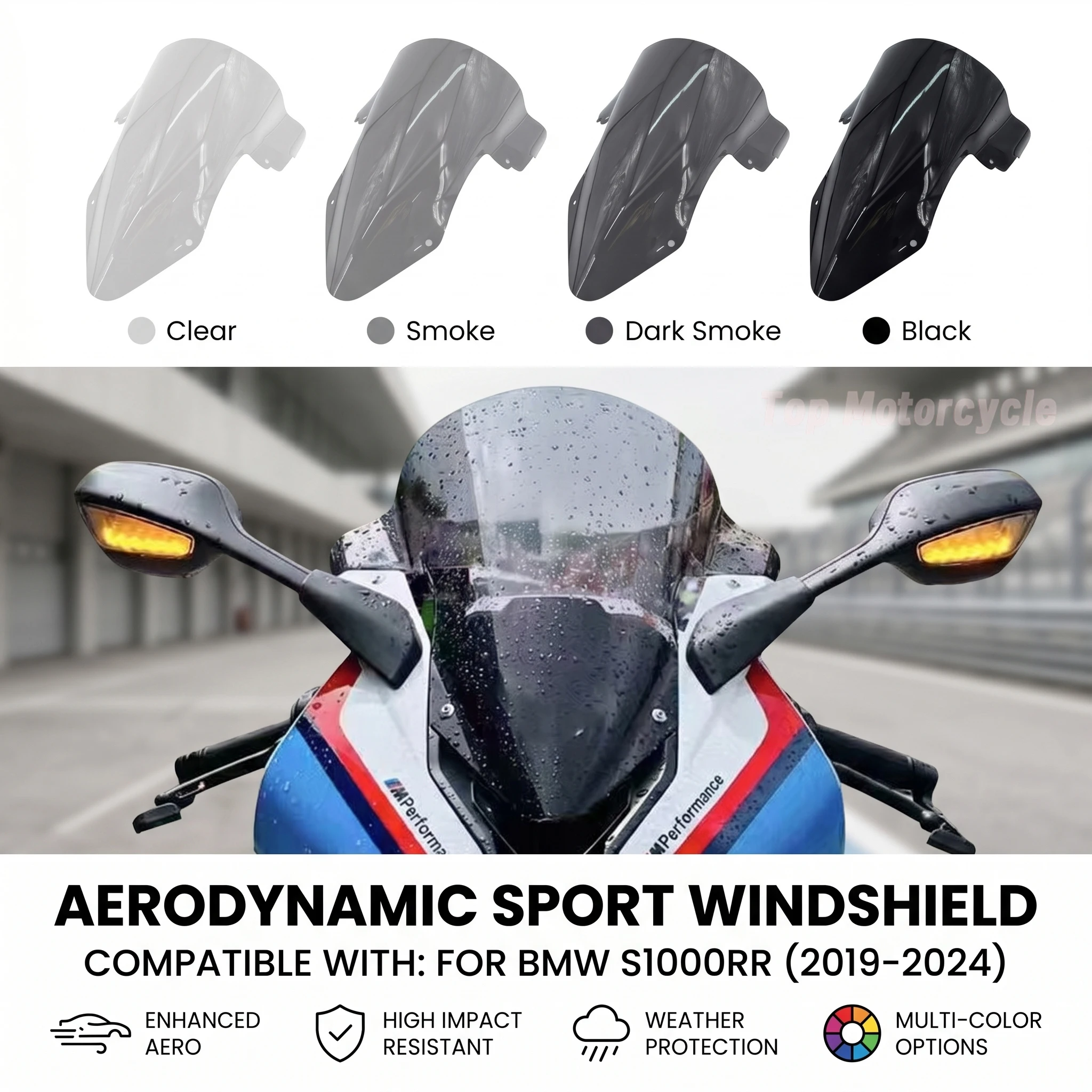 

Motorcycle Double Bubble Windshield Deflector Protector Windscreen For BMW S1000RR 2019-2024 Motorcycle Modification Accessories
