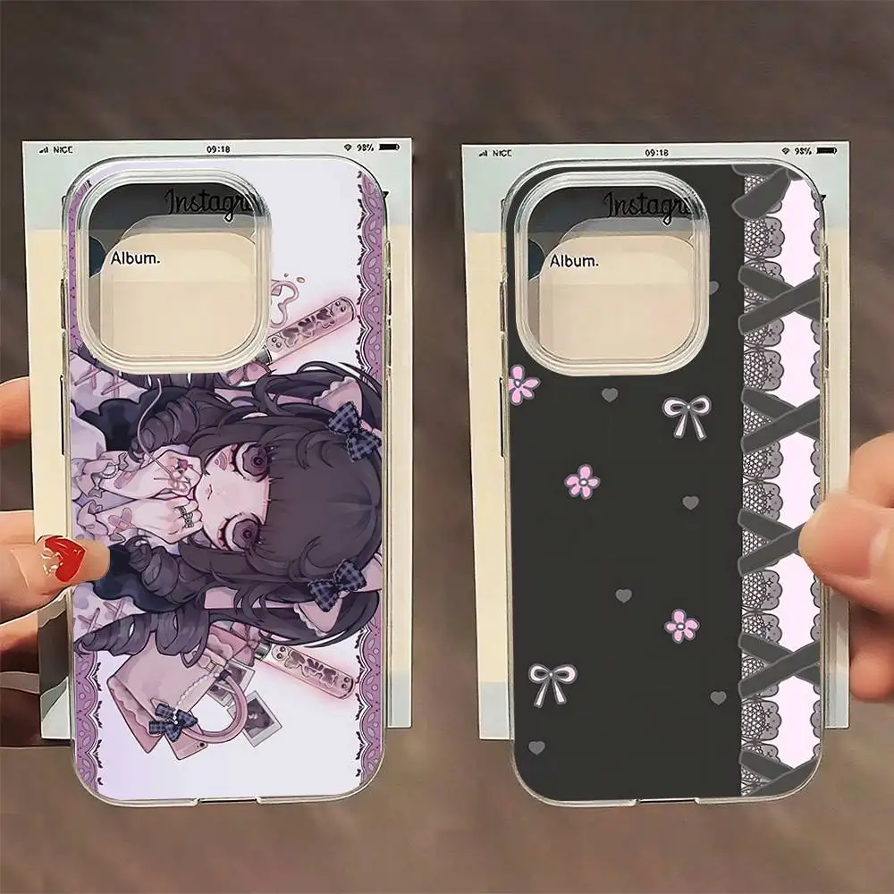 

Jirai Kei Cute Girl Phone Case For iPhone 16,15,14,13,12,11 Pro,Max,Plus,X,XS,XR,SE,Mini Transparent Silicone Soft