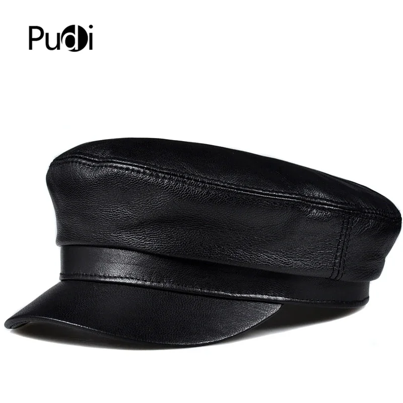 Pudi Man Genuine Leather Baseball Cap Hat Beret Boy Male Pilot Caps Hats Berets HL804