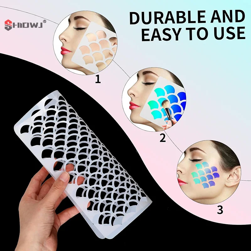 1Set Fish Scale Stencil Face Painting Templates To Draw Children Makeup Stencils Reusable Facial Drawing Stencil