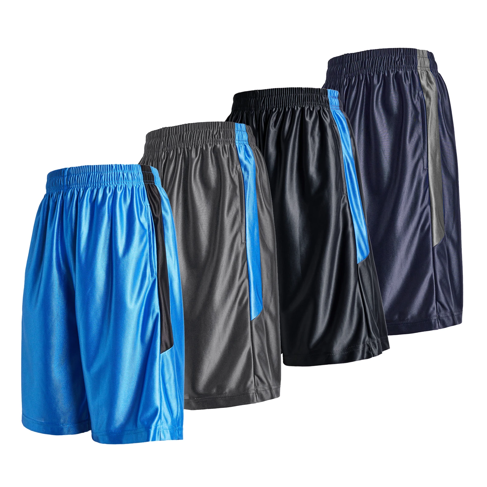 4-Piece Men's Casual Striped Basketball Shorts Summer Basketball Running Fitness Quick Drying Shorts