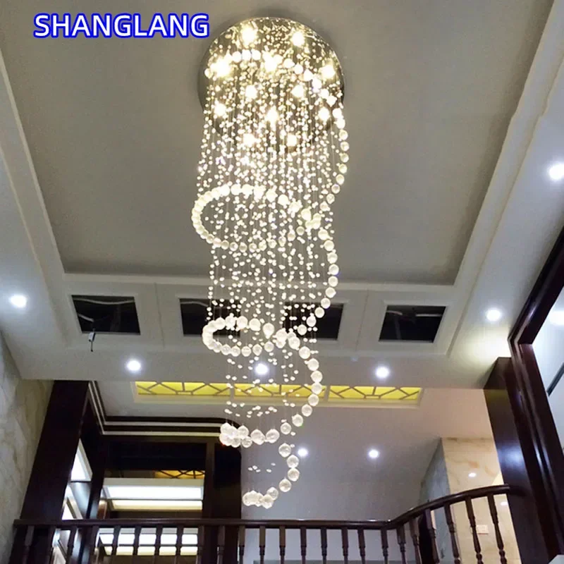 Spiral Crystal LED Ceiling Chandelier Light For Bedroom Living Room Suspension Lustre Corridor Staircase Hanging Lamp Fixture