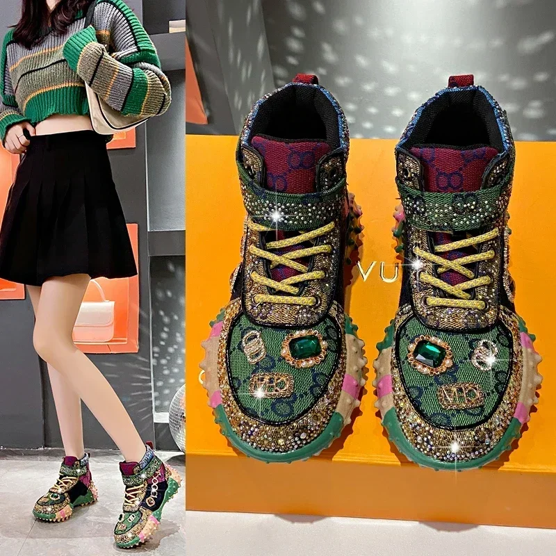 

Noble and Elegant Thick Soles Full of Drilling Foreign Atmosphere Comfortable Non-slip Breathable Commuter Wear Shoes for Women