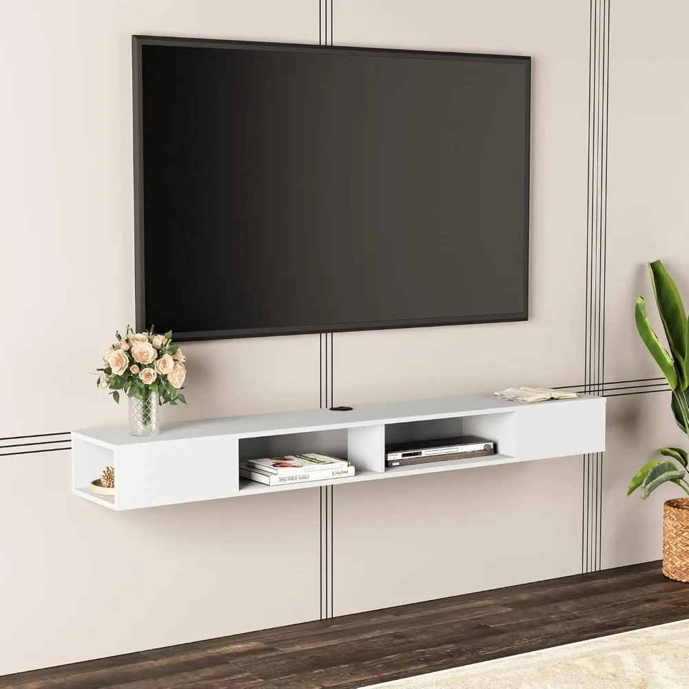 wampat 70 inch floating tv stand, entertainment center media console, wall mounted shelf media console cabinet for storage for 6