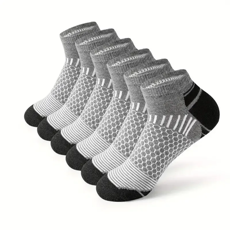 6 Pairs Mens Short Sports Socks Four Season For Running Breathable Casual Soft Comfortable Polyester Sports Socks