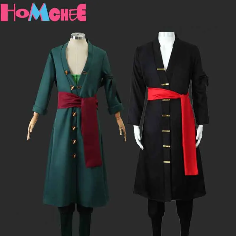 Roronoa Zoro Cosplay Costume Full Set with Girdle Belt Accessories Earrings Green ShortHair Halloween Roleplay Outfits wig