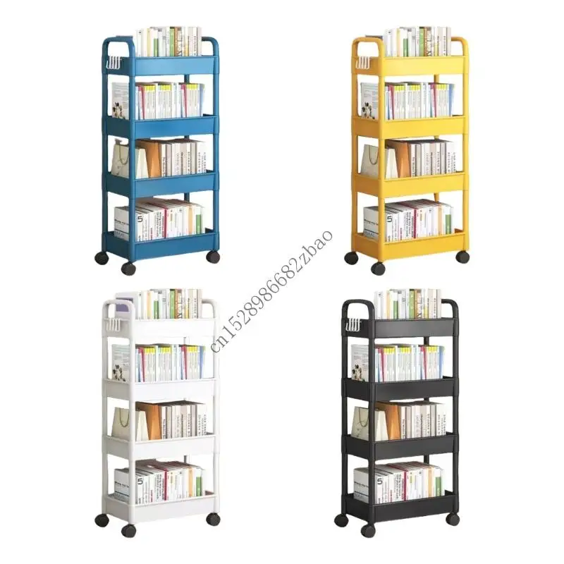 

H7EA 4 Tiers Snacks Cart with Adjustable Shelves Space Saving Rack Practical Storage Trolley for Household Use
