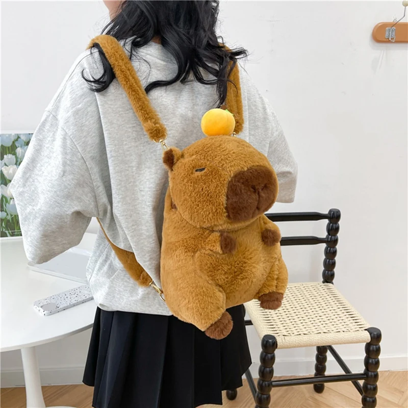 Capybara Plush Backpack Kawaii Fashion Plushie Doll Fur Bag Children's Bag Shoulder Bag Mini Knapsack Bags