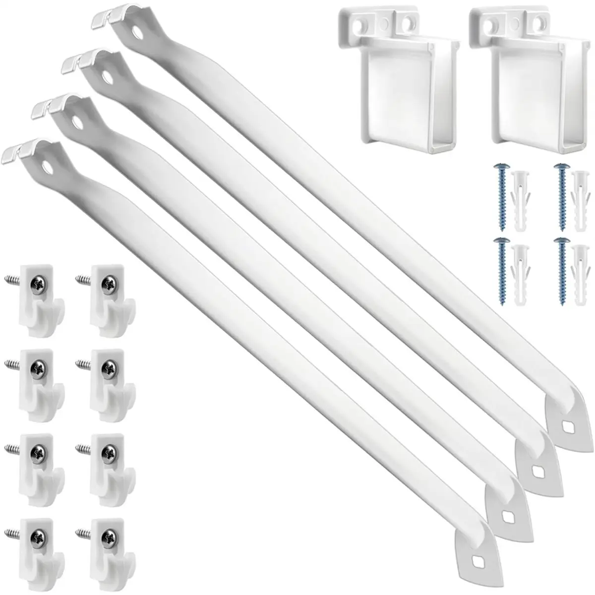 DT35BG 12 Inch Wire Shelf Brackets Set, 4 Pack Metal White Closet Support Bracket with End Brackets & Clips for Wall Bracket