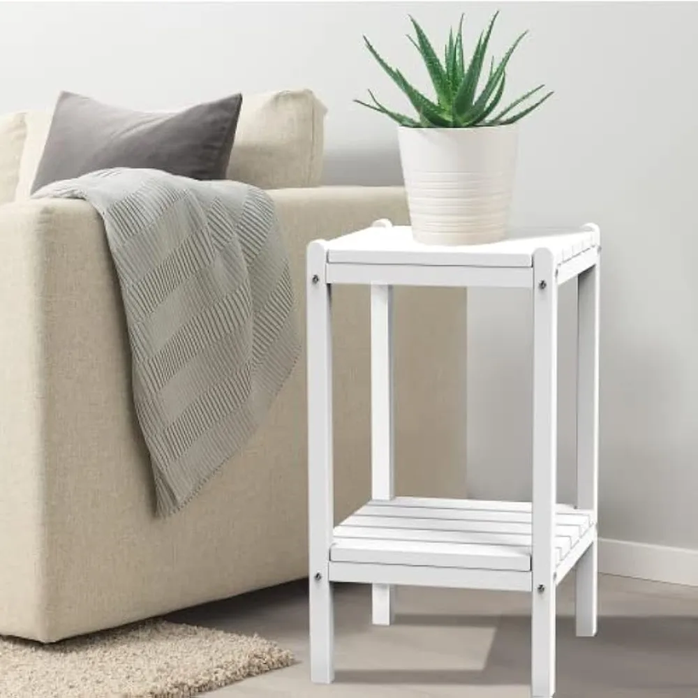 realife Outdoor Adirondack Side Table, Rectangular End Table  Patio, Garden, Porch, Pool Indoor, White，Beautiful design durable