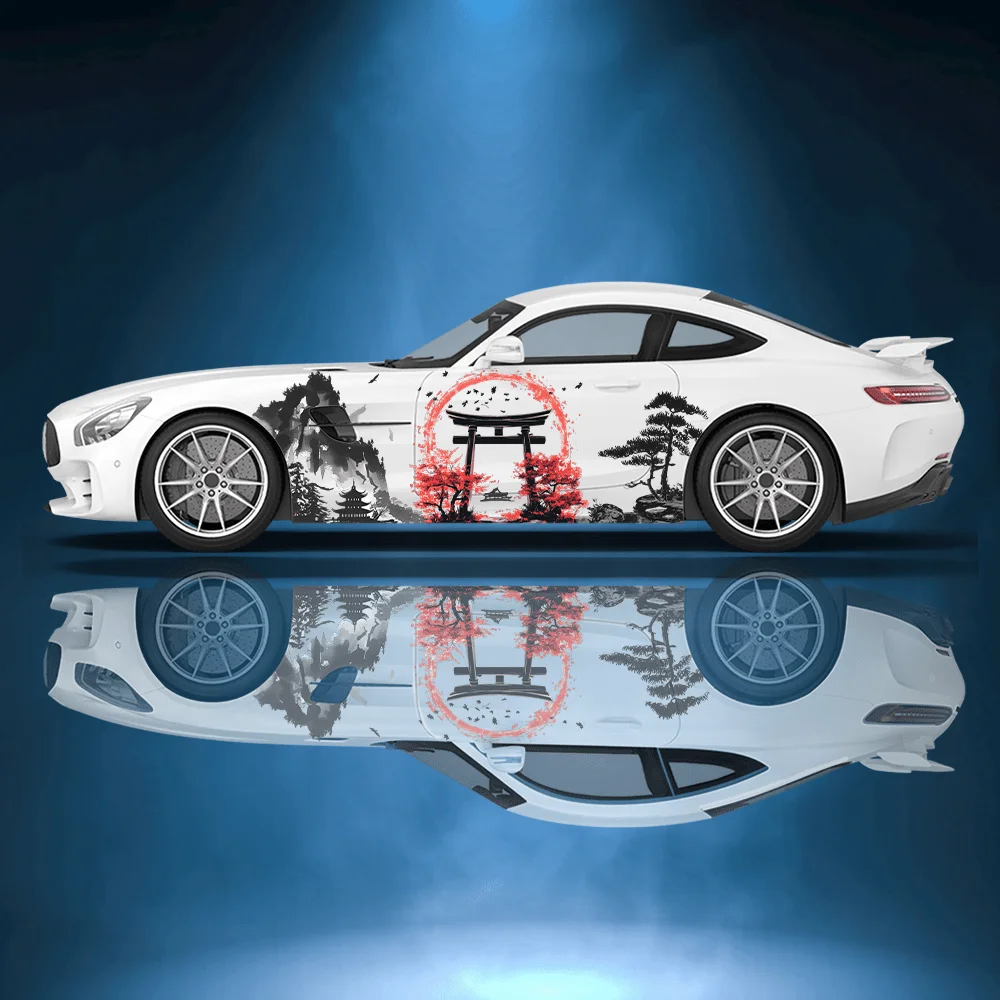 

Наклейки на боковые части автомобиля с изображением горных лесов и тории, самоклеящиеся, из ПВХ, водонепроницаемые и устойчивые к царапинам, аксессуар для автомобиля, подарок