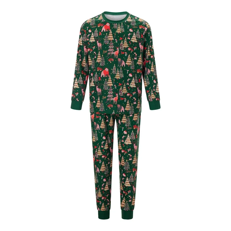 hirigin Family Matching Christmas Pajama Set Printed Long Sleeve Tops Elastic Waist Pants for Fall Winter Holiday