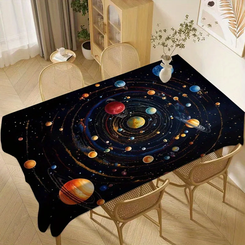 Galaxy Printed Rectangular Tablecloth - Vibrant cosmic design in polyester fabric material
